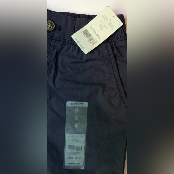 Carters NWT Boys Size 4 Navy Blue Elastic Back Twill Shorts - Picture 5 of 6